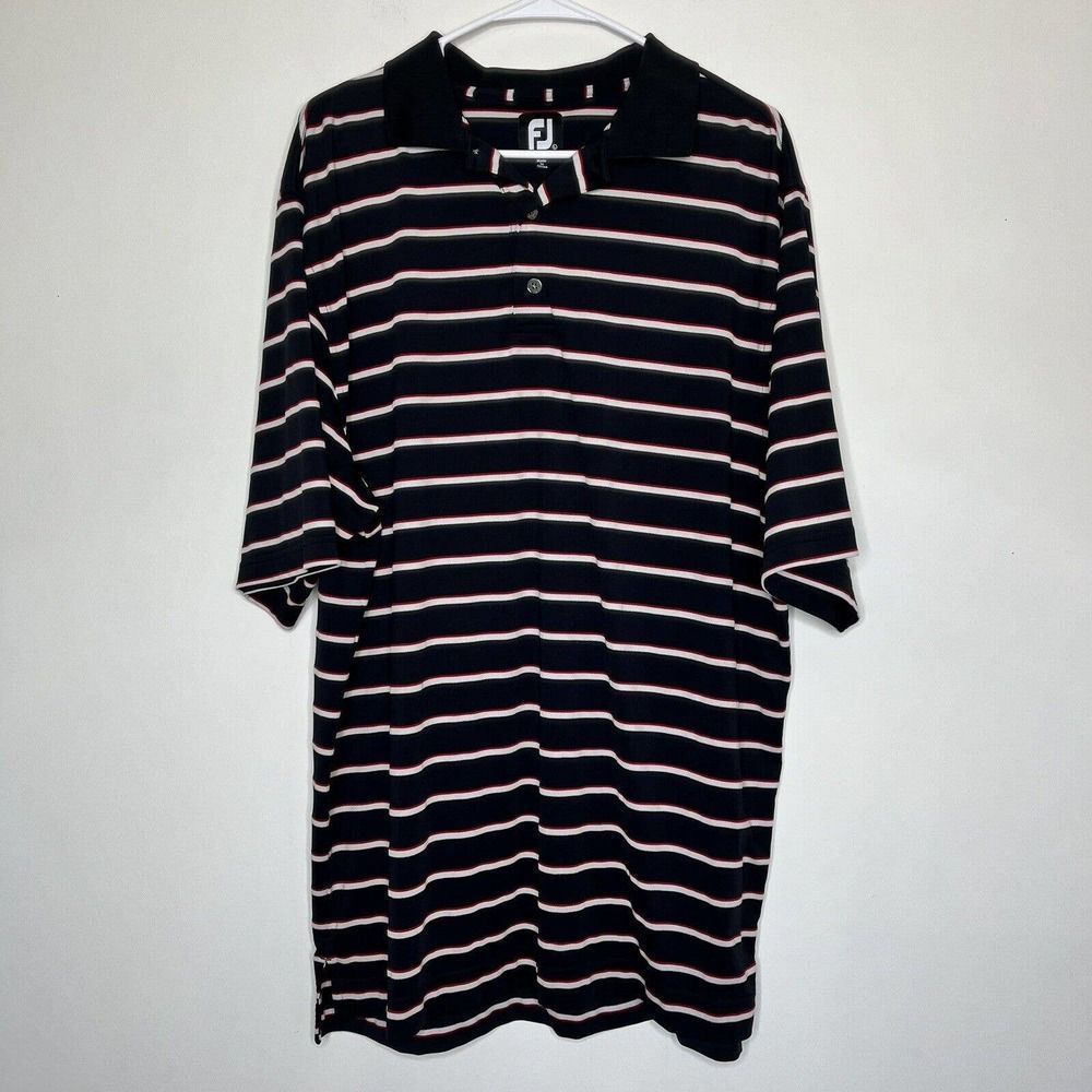 FootJoy Golf Polo Men's Large Long Striped‎ Wicking Performance Stretch Casual
